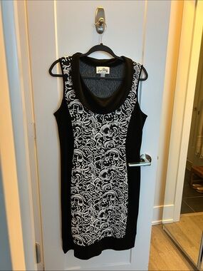 Joseph Ribkoff Black and White Sleeveless Midi Dress size 14